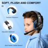 ShinePick Kids Headphones, Over-Ear Girls Boys Gaming Headphones with Microphone and Volume Control for Kids Teens Online School, TravelBlue view 3