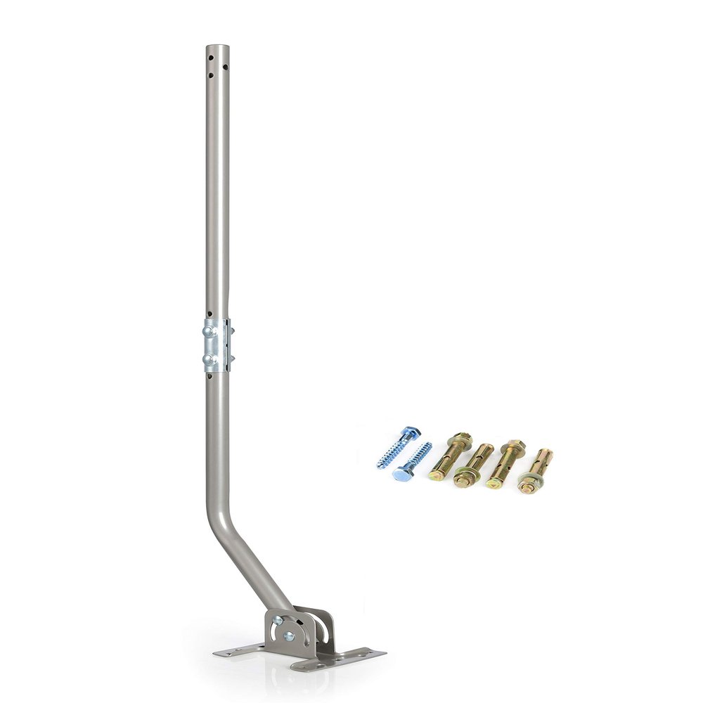 Adjustable Antenna Mounting Pole Universal J-Pipe Mount for Antennas & Weather Stations with Mounting Bracket Solid Structure, Weatherproof, Easy Installation (1" Diameter, 32 3/4" Arm Length)