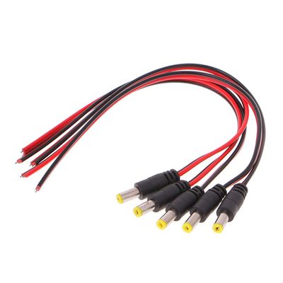 Sara-u 5 Pcs 5.5x2.1mm Male DC Power Plug Connector CCTV PSU Pigtail Cable Jack 12V