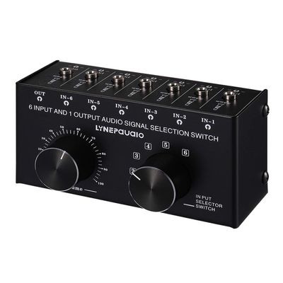 SynoRiver 6 Input 1 Output Audio Signal Selection Switcher Output Volume Adjustment Control 3.5mm Interface