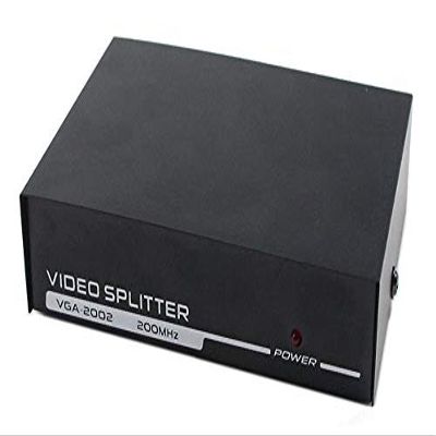 E-Universal 2 Port VGA Video Splitter 2 Ports Powered Video Splitter with AC Adaptor 1 to 2 VGA Duplicator Support 1920X1440 Resolution