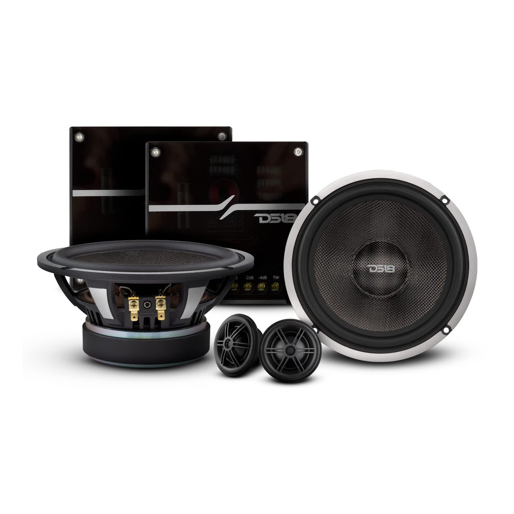 DS18 DX2 Deluxe 6.5 2-Way Premium Car Audio Component Speaker System - 460 Watts, 4 Ohm - Set with Woofer, Tweeter, and Crossover (6 Piece Set)