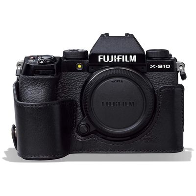 MegaGear MG1961 Ever Ready Genuine Leather Camera Half Case Compatible with Fujifilm X-S10 - Black
