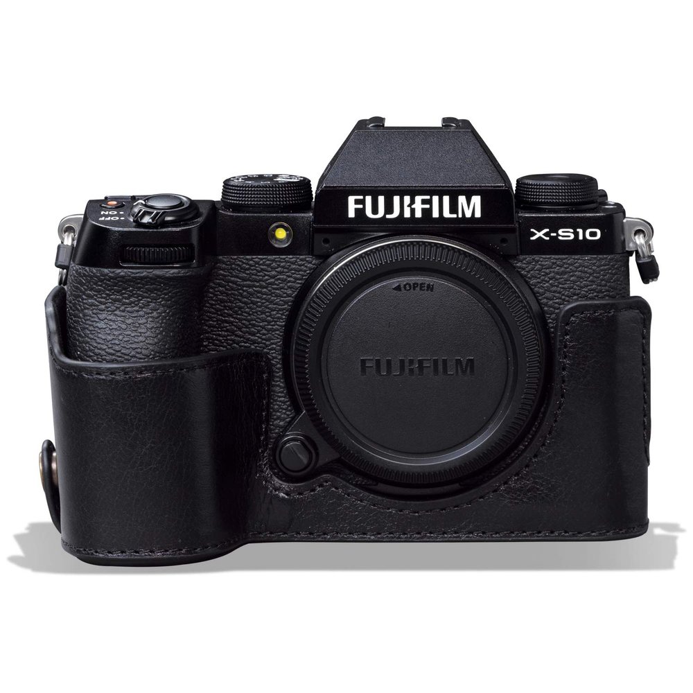 MegaGear MG1961 Ever Ready Genuine Leather Camera Half Case Compatible with Fujifilm X-S10 - Black