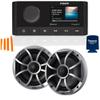 Fusion MS-RA210 Marine AM/FM/BT/NEMA2000/Sirius XM Ready Stereo with 1 Pair Wet Sounds Recon 6-S High Output 6.5" Marine Coaxial Speakers, Silver Grill view 1