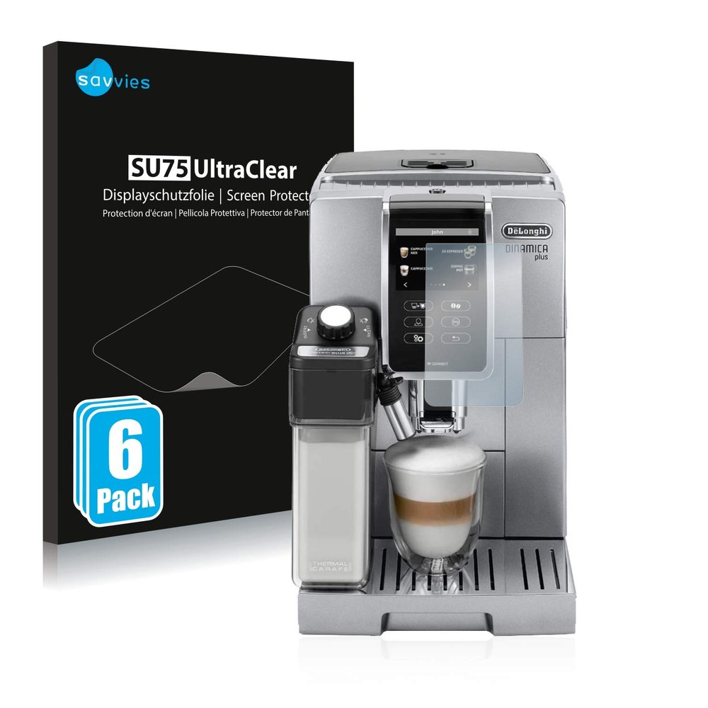 Bedifol 6X Savvies Ultra-Clear Screen Protector for DeLonghi Dinamica Plus ECAM370.95.T, accurately Fitting - Simple Assembly - Residue-Free Removal