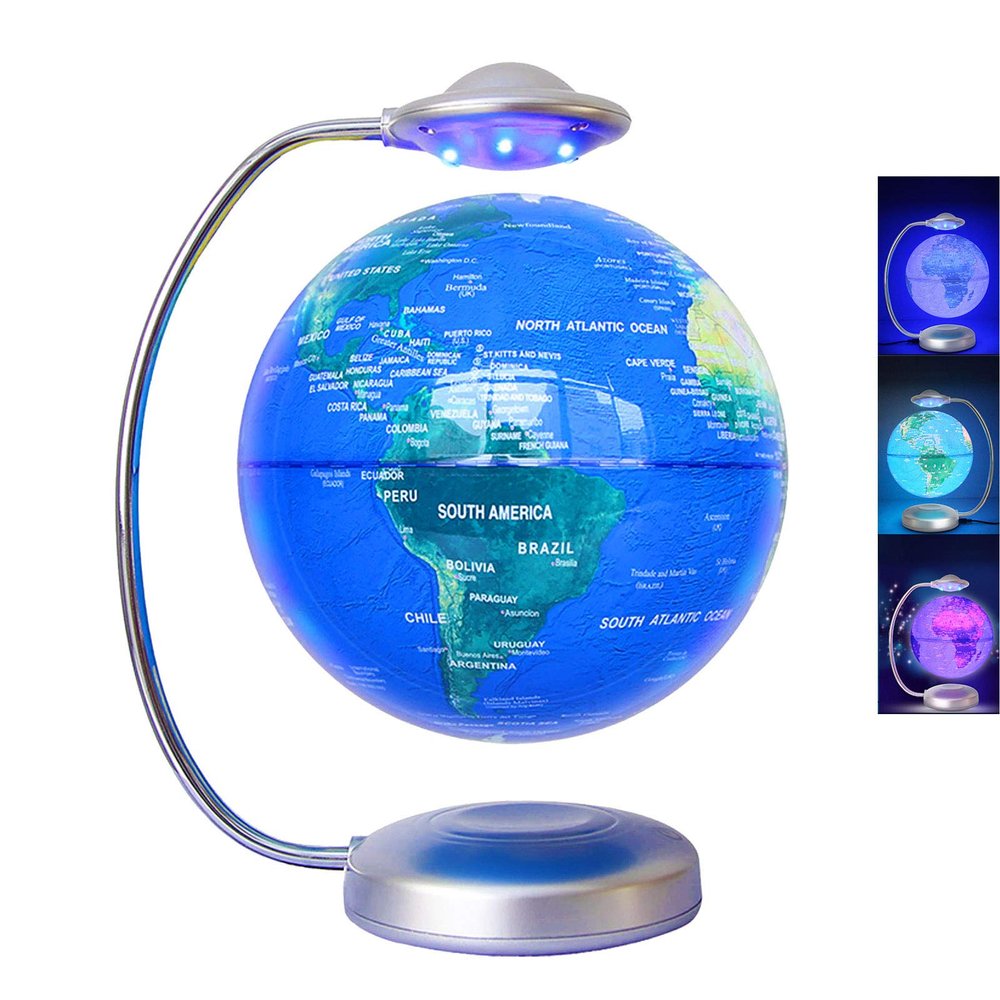 Floating Globe, 3D Rotation with Led Light Magnetic Levitation Globe, Floating World Map for Home Desk Decoration, Creative Ornaments Decoration