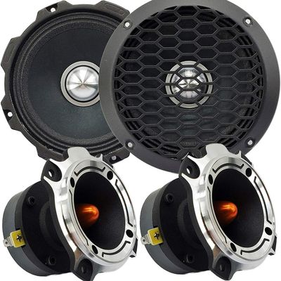 2X Gravity Warzone WZ6G Series 6.5-Inch 1000 Watts Peak Power Handling Midrange Car Audio Loud Speaker + 2X Gravity WZ40TW 1200 Watts Peak Power Tweeters