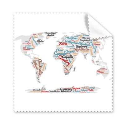 Global Map Country Geography Wordcloud Cleaning Cloth Phone Screen Glasses Cleaner 5pcs