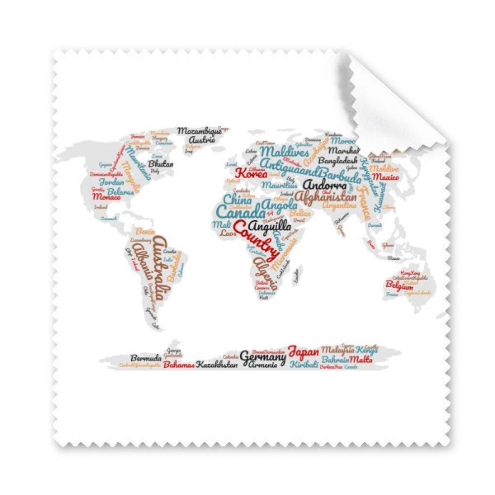 Global Map Country Geography Wordcloud Cleaning Cloth Phone Screen Glasses Cleaner 5pcs