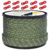 Hikeman 50m Reflective Guyline Solid Braid Nylon Camping Rope with Aluminum Adjuster Cord Tensioner Tent Accessory for Outdoor Travel,Hiking,Backpacking and Water Activities (Army Green, 4mm) view 1