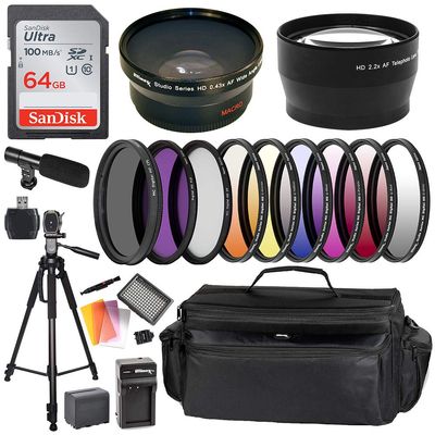 Ultimaxx Professional Accessory Kit for Sony HXR-mc2500,HXR-mc2500E, HXR-mc2000, MC1500E Shoulder Mount AVCHD Camcorders; Includes: Shotgun Mic, SanDisk Ultra 64GB Memory Card, and More