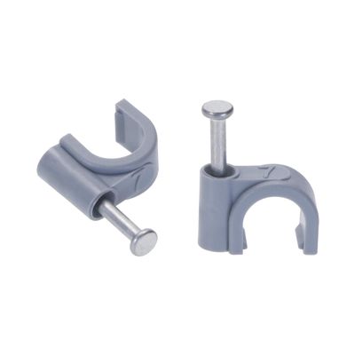Mini Skater 7 mm Diameter Small Circle Ethernet Nylon Wire Cable Clips Clamps with Steel Nail, 100pcs/Pack (7mm,Grey)