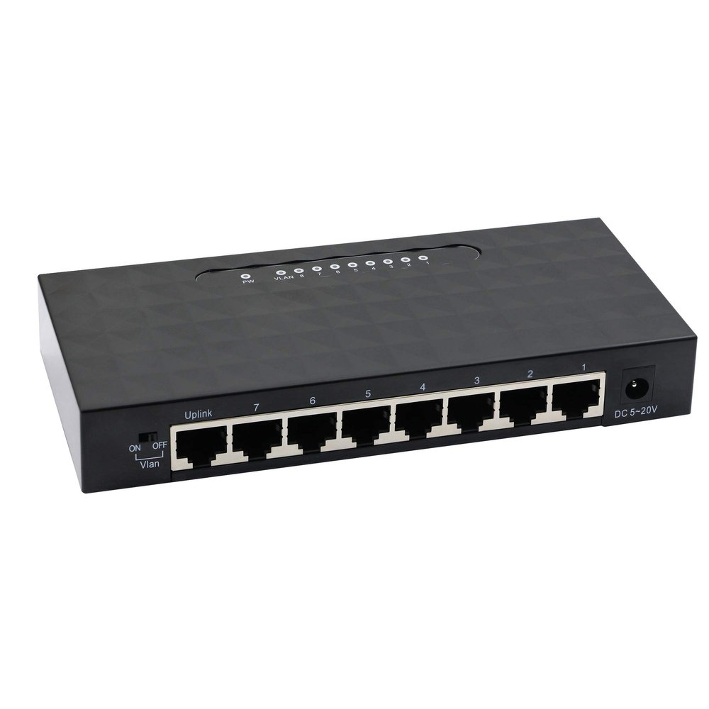 8 Port Gigabit SwitchUnmanaged 10/100/1000Mbps Network Hub Ethernet Splitter,Plug and Play,Quiet Fanless,for Office and Home Entertainment.