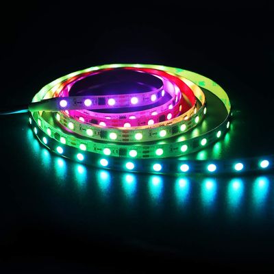 XUNATA 12V RGB LED Strip Lights,16.4ft/5m Addressable Dream Color LED Lighting with Chasing Effect,60 LED/M Non-Waterproof Neonpixel LED Flexible Tape Light (White FPCB)