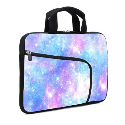 XMBFZ Laptop Sleeves 14 15 15.4 15.6 Chromebook Case Notebook Sleeve PC Messenger Bag Tablet Case Neoprene Handle Sleeve for Men Women, Two Pockets (Pink galaxys)