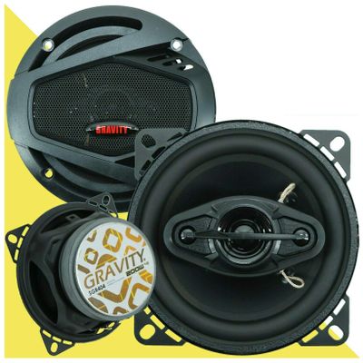 2X Gravity SGR404 4" 4-Way 200 Watts Maximum Power Handling Coaxial Car Speakers CEA Rated 4 Ohms Impedance 85dB Sensitivity Moisture Resistant Rubber Surround