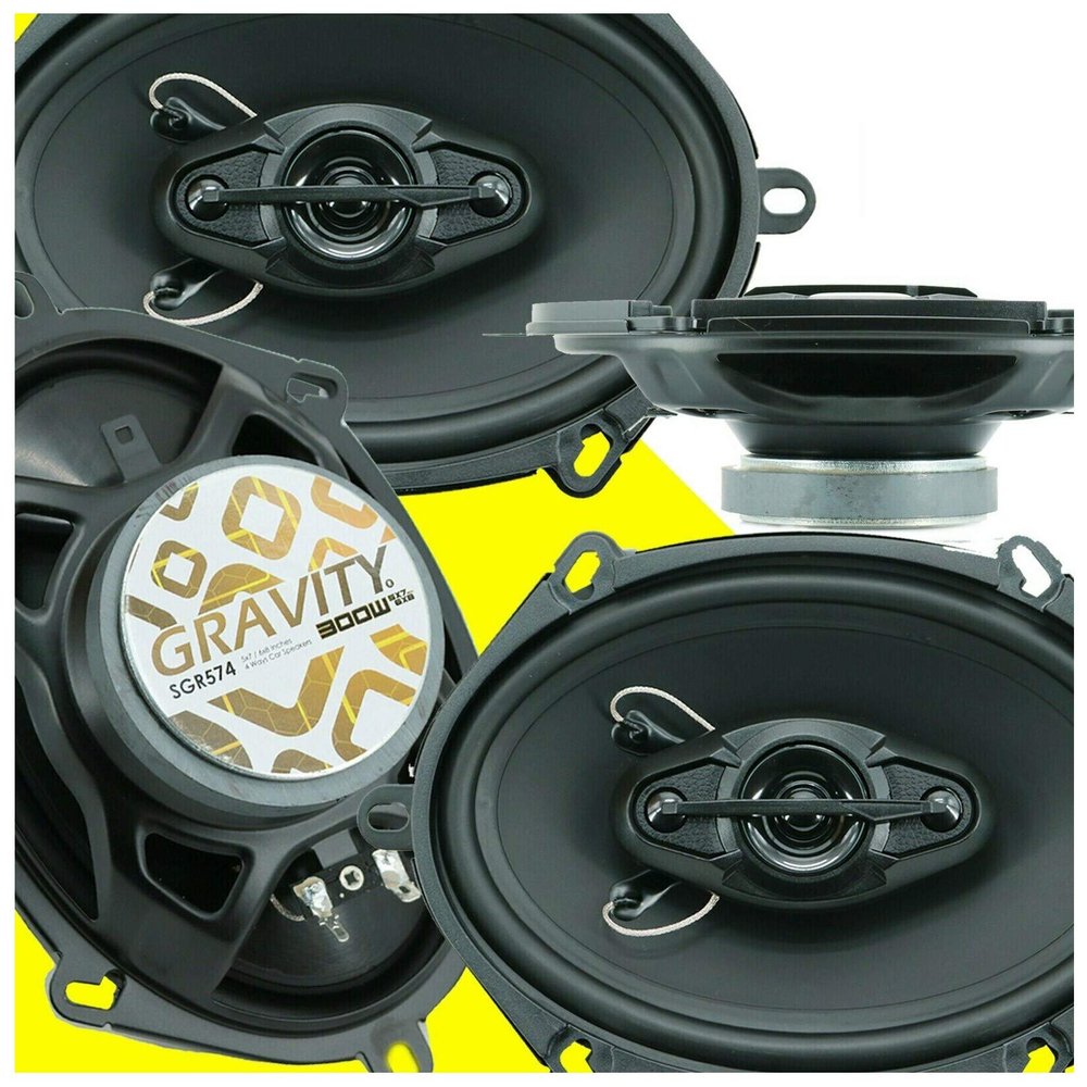4X Gravity SGR574 600 Watts Peak Power Handling 6"x8" /5"x7" 4-Way Car Audio Speakers 4 Ohms Impedance 85dB Sensitivity Moisture Resistant Rubber Surround