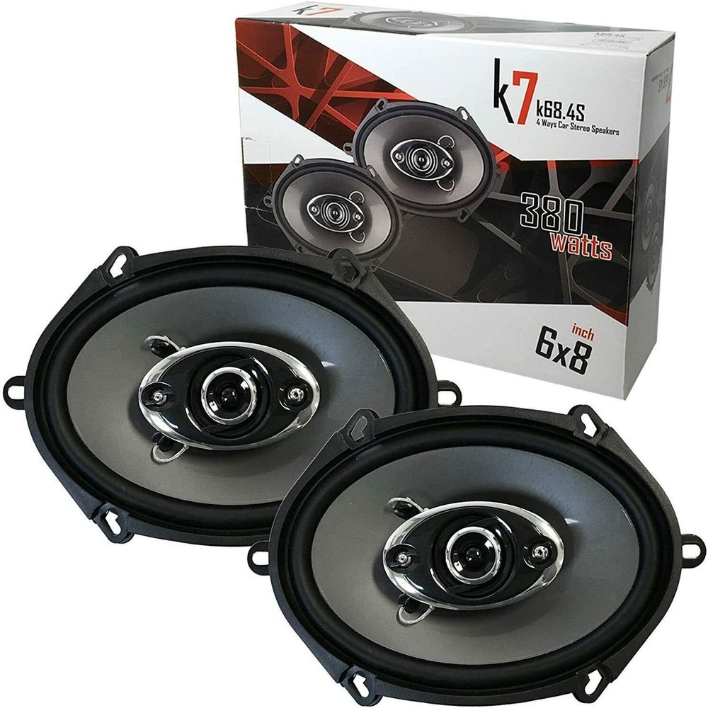 2X Audiotek K7 K68.4S 380 Watts Peak Power Handling 6x8-Inch 4-Way Mylar Dome Tweeter Powerful Stereo Speaker with 89dB/1W/1M Sensitivity 4 Ohms Impedance