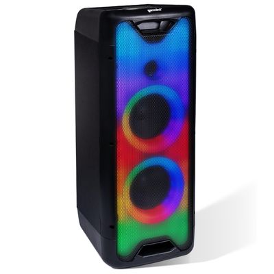 Gemini Bluetooth Speaker with LED Light Show, Dual 8" Woofers, Mic & Guitar Inputs, TWS Pairing, USB/FM/Bluetooth Playback, 16 Hr Battery, Remote Control  Perfect for Parties & Events (GLS-880)