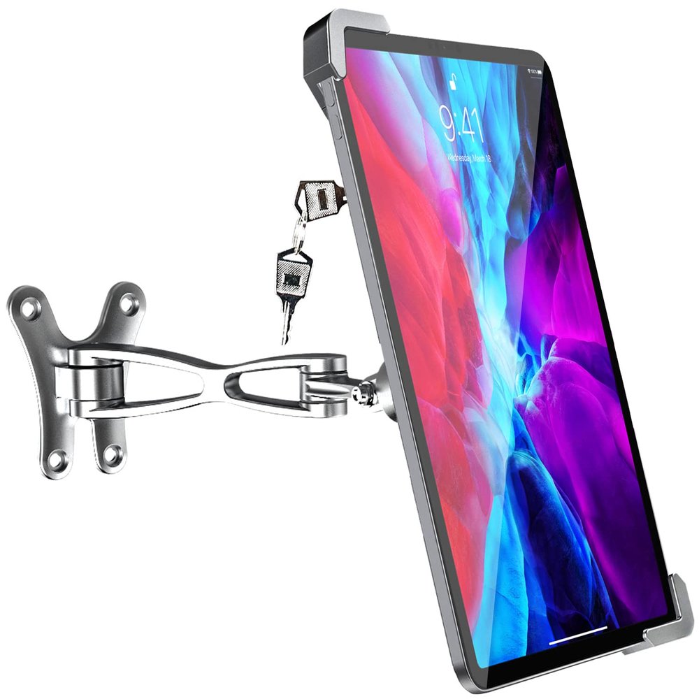 woleyi Anti-Theft Tablet Wall Mount, Heavy Duty Articulating in-Wall Tablet Stand Holder with Security Lock and Key, Compatible iPad Pro/Air/Mini, Samsung Galaxy Tabs, Surface, More 7-11" Tablets