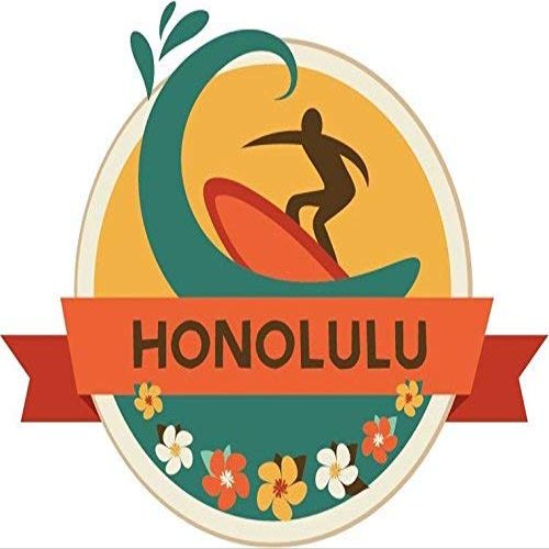 Honolulu Oahu Island World City Travel Label Badge Sticker Decal Design - Sticker - DIe Cut Vinyl - Bright Print Sticker