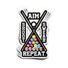 Aim Shoot Swear Repeat Billiard Billiard Sticker Graphic - Weatherproof & Long Lasting Sticker view 1