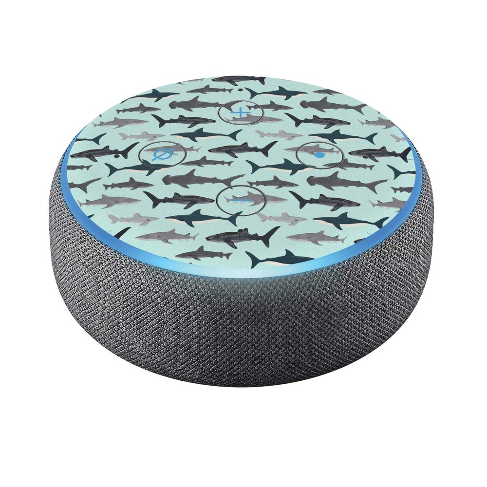 Head Case Designs Officially Licensed Andrea Lauren Design Sharks Art Mix Vinyl Sticker Skin Decal Cover Compatible with Amazon Echo Dot (3rd Gen) - Skin only Echo Dot (3rd Gen) is NOT Included