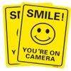 2Pcs Smile You're On Camera Sign Reflective Video Surveillance Signs 10x7 Inch Aluminum UV Protected Sign for CCTV Security Camera view 1