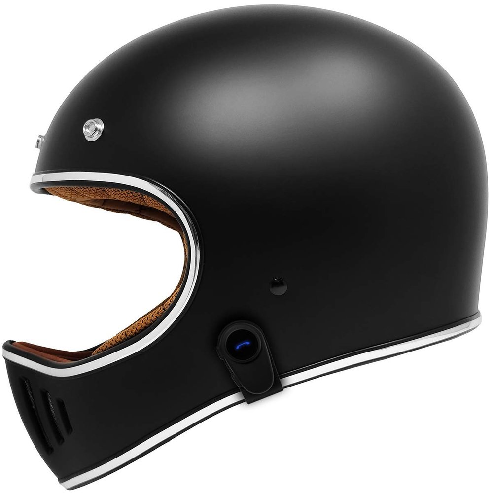 GDM REBEL Retro Motorcycle Helmet with Bluetooth Headset (Vintage Matte Black, Medium)