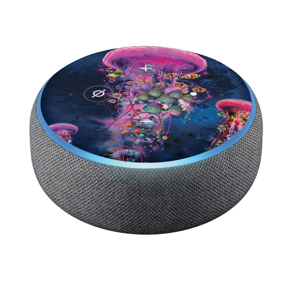 Head Case Designs Officially Licensed Dave Loblaw Pink Jellyfish Sea 2 Vinyl Sticker Skin Decal Cover Compatible with Amazon Echo Dot (3rd Gen) - Skin only Echo Dot (3rd Gen) is NOT Included