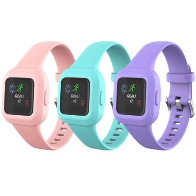 AresserA for Garmin Vivofit jr.3 Bands, Silicone Replacement Watch Bands Compatible with GarminFit jr.3 for Kids Boys Girls-3 Pack: Pink&Lavender&Teal
