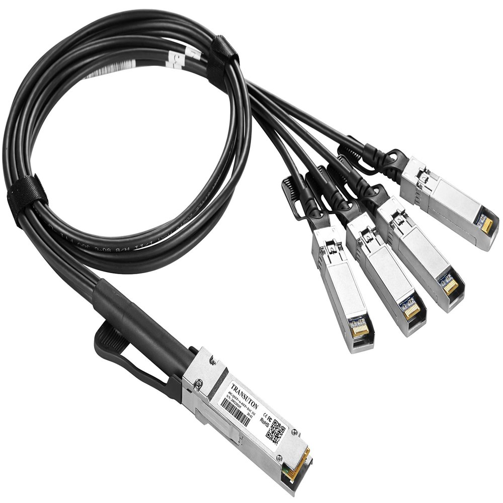 TRANSUTON 40G QSFP+ to 4xSFP+ Breakout Twinax Cable | 40GBASE-CR4 4x10Gb/s Passive Direct Attach Breakout DAC Cable for Arista CAB-Q-S-1M Devices, 1-Meter(3.3ft)
