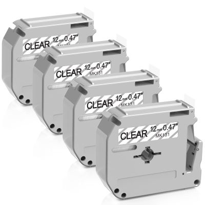 Anycolor M-131 PTM95 Clear Tape Replacement for Brother P-Touch M Tape M-K131 M131 MK131 12mm 0.47'' Clear for Brother PTouch PT-M95 PT70BM PT-90 PT-70 PT-65 PT-45 Label Maker, 4-Pack