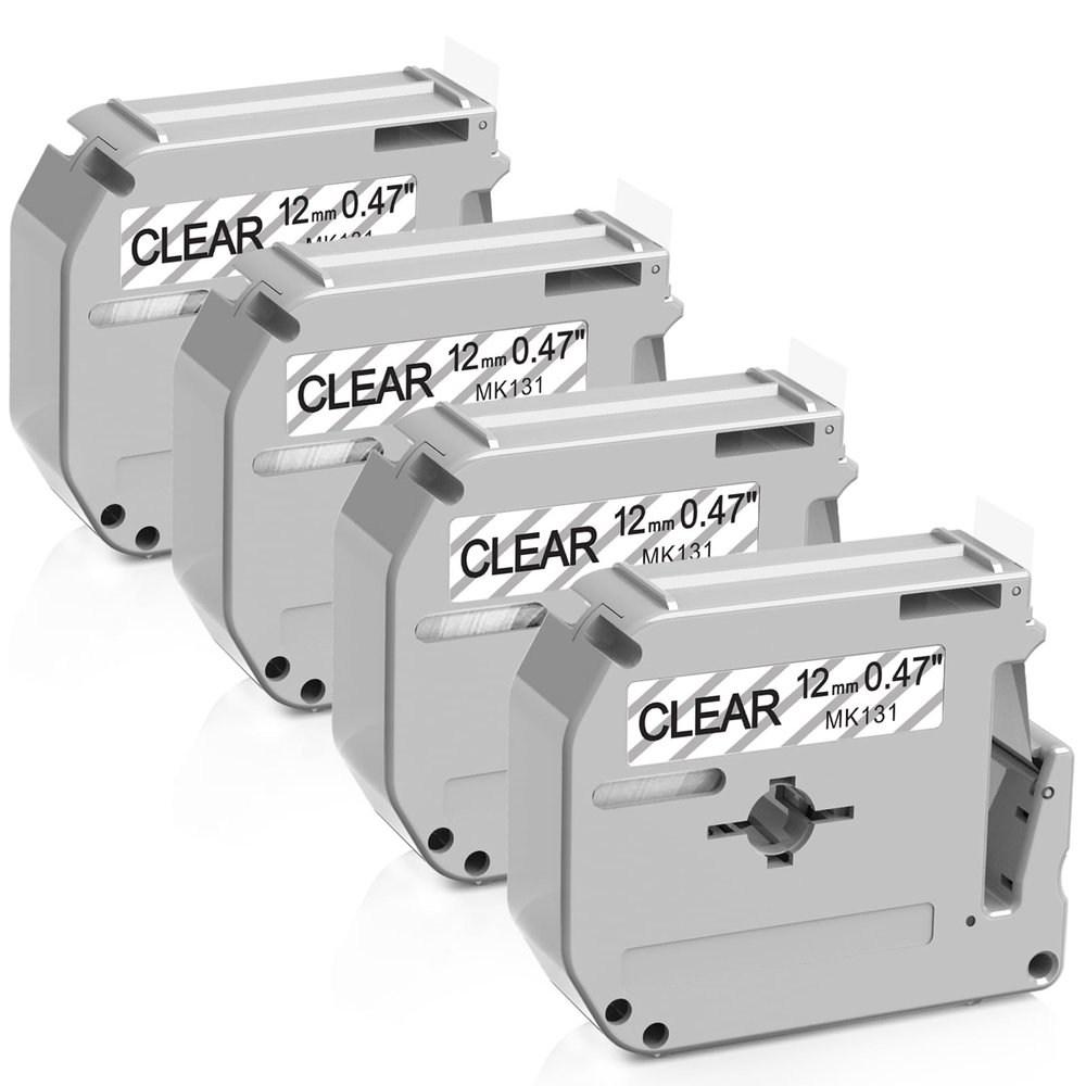 Anycolor M-131 PTM95 Clear Tape Replacement for Brother P-Touch M Tape M-K131 M131 MK131 12mm 0.47'' Clear for Brother PTouch PT-M95 PT70BM PT-90 PT-70 PT-65 PT-45 Label Maker, 4-Pack