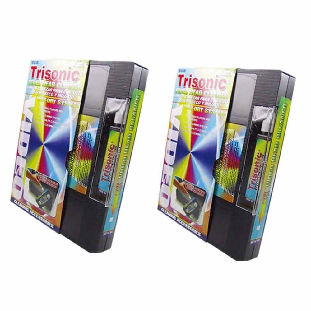 2 Head Cleaning Video Tape Cassette for VHS VCR Player Recorder Wet Dry Cleaner
