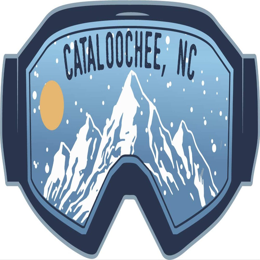 Cataloochee North Carolina Ski Adventures Souvenir Approximately 5 x 2.5-Inch Vinyl Decal Sticker Goggle Design 4-Pack
