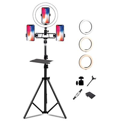 10" Selfie Ring Light with 3 Light Modes 10 Brightness Level 83" extendable Tripod Stand,Remote Shutter for Photography Makeup Live Stream YouTube Vlogs-10 inch 83 inch