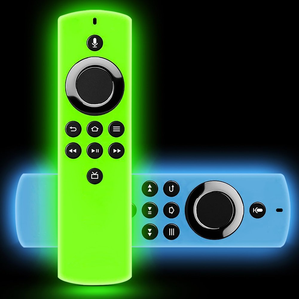 2Packs Remote Cover for TV Stick Lite 2020 Release, Anti-Slip Silicone Protective Case Compatible with TVStick Voice Remote Control Glow in The Dark(Green & Blue)