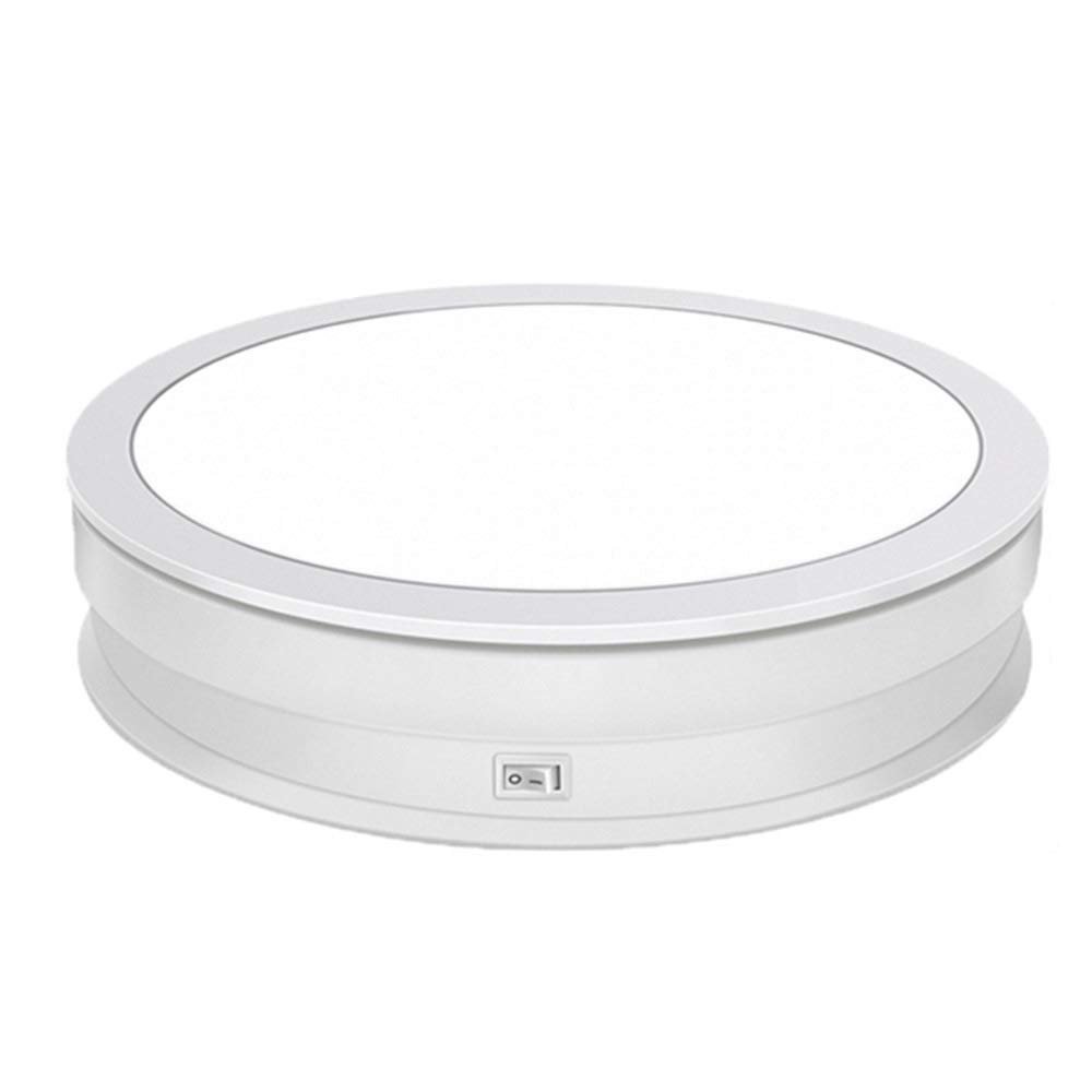 LINGOSHUN LED Video Shooting Motorised Turntable,High Load-Bearing, Perfume Appliance and Beverage Rotating Display Stand,Safe Non-Slip/White/Load 20KG