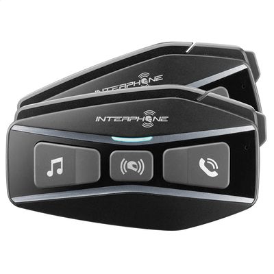 Interphone Cellularline, 2 Motorcycle Intercoms with Bluetooth and Mesh Communication, Model U-Com 16, Up to 4 Motors, Distance 1 Km, Compatible with Sena, OEM and GPS, Waterproof, Universal