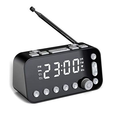SVNA Digital Alarm Clock DAB FM Alarm Clock Radio, Dual USB Charging Port LCD Display Backlight Adjustable Alarm Volume Alarm Clock