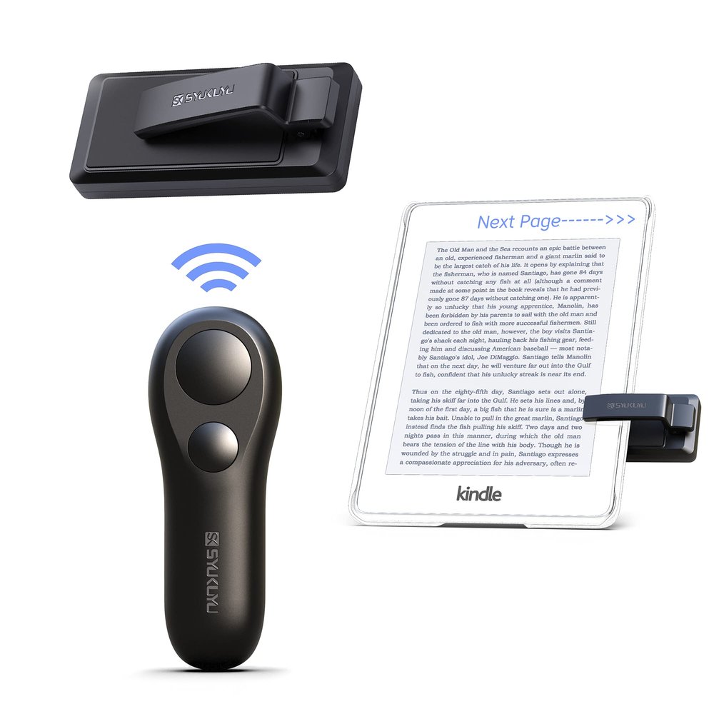 SK SYUKUYU RF Remote Control Page Turner for Kindle Reading Ipad Surface Comics, iPhone Android Tablets Reading Novels Taking Photos(Black)