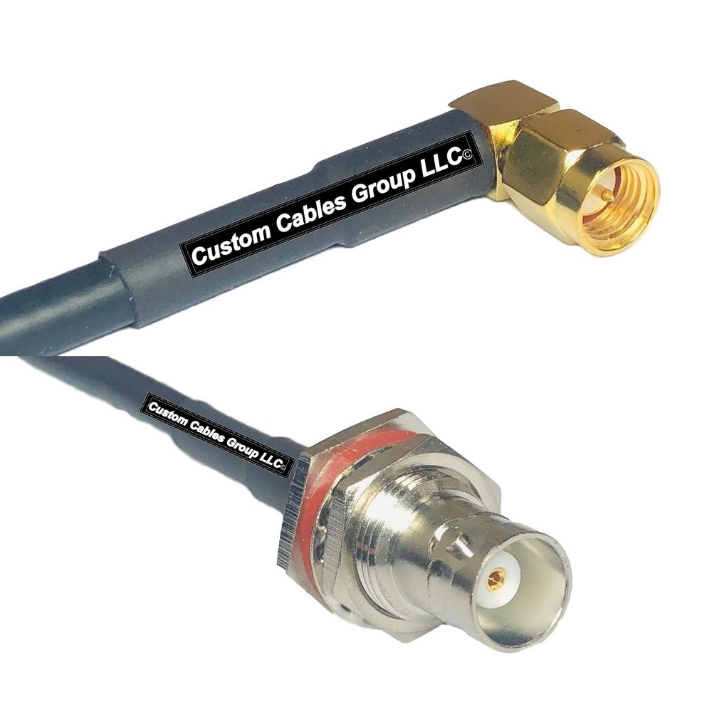 50 feet RFC240 KSR240 SMA Male Angle to BNC Female Big Bulkhead RF Pigtail Coaxial Cable