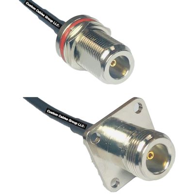 25 feet RFC240 KSR240 N Female Bulkhead to N Flange Female RF Pigtail Coaxial Cable