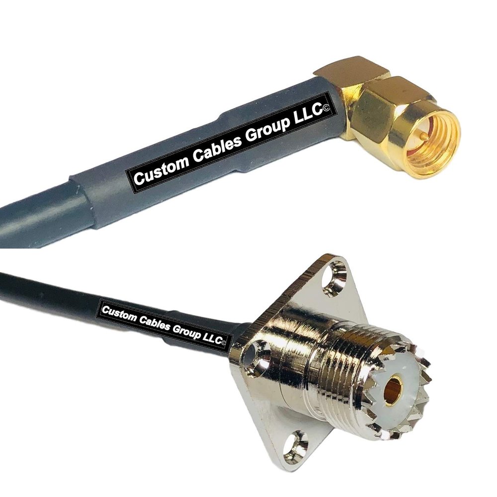 25 feet RFC240 KSR240 SMA Male Angle to UHF Female Flange RF Pigtail Coaxial Cable