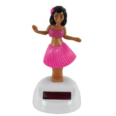 Solar Powered Dancing Decoration Dashboard Hawaiian Hula Girl Office or Home (Pink)