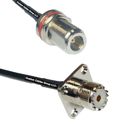 50 feet RFC240 KSR240 N Female Bulkhead to UHF Female Flange RF Pigtail Coaxial Cable