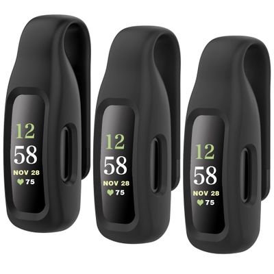 HSWAI 3-Pack Clips Replacement for Fitbit Inspire 2/Fitbit Inspire 3, Soft Comfortable Silicone Clip 360Protection Holder Accessory Compatible with Fibit Inspire 2/33 Black