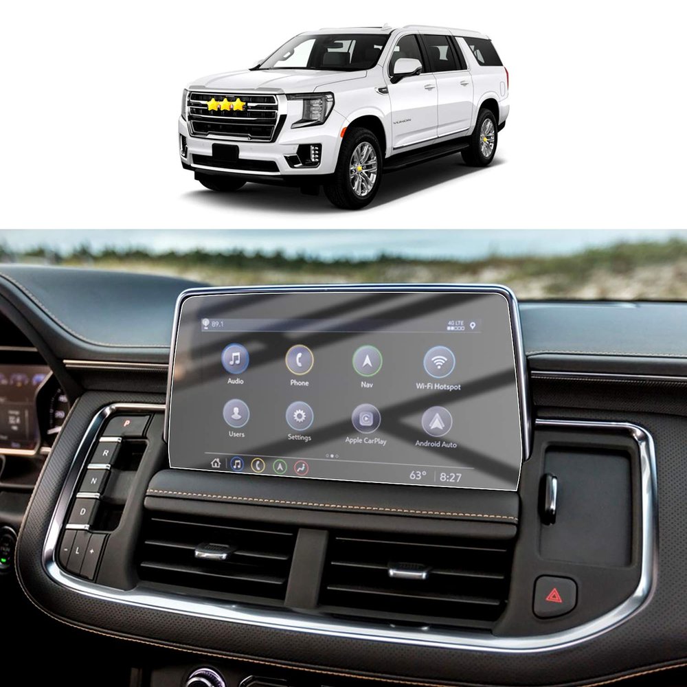 [2 Packs] PET Plastic Screen Protector for 2021 GMC Yukon SLE SLT AT4 Infotainment 3 Plus System 10.2In Navigation High Clarity Anti-Glare GPS Touch Protective Film (PET Protector)